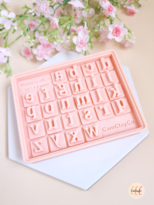 Tampons 3D alphabet pour la fabrication de bijoux en argile polymère - Minuscules 10-13 mm