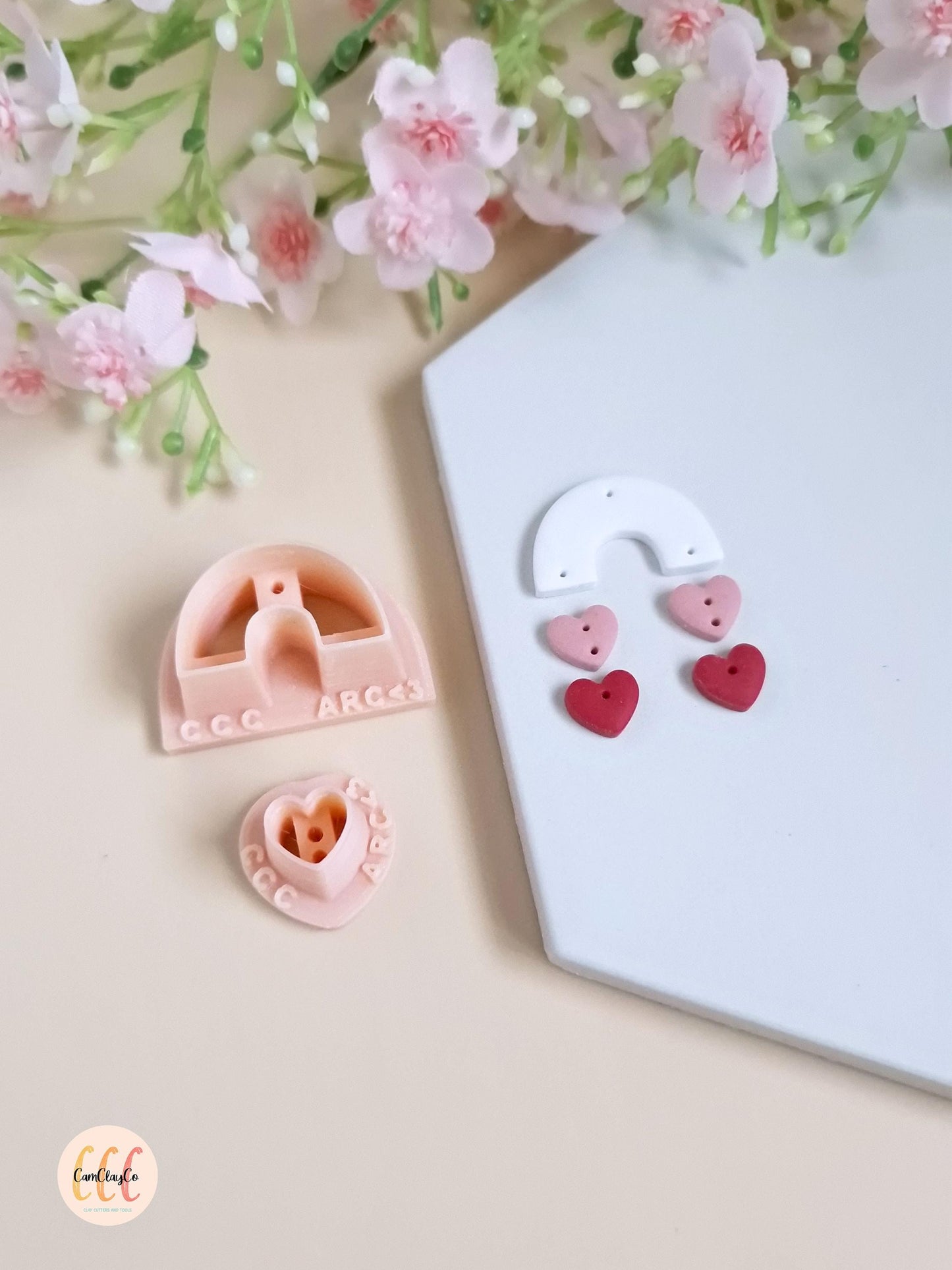 Set d'emporte-pièces 3D en forme d'arc et petit cœur pour la fabrication de bijoux en argile polymère