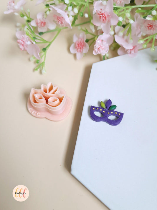 Emporte-pièce 3D en forme de masque de carnavall pour la fabrication de bijoux en argile polymère - Mardi Gras