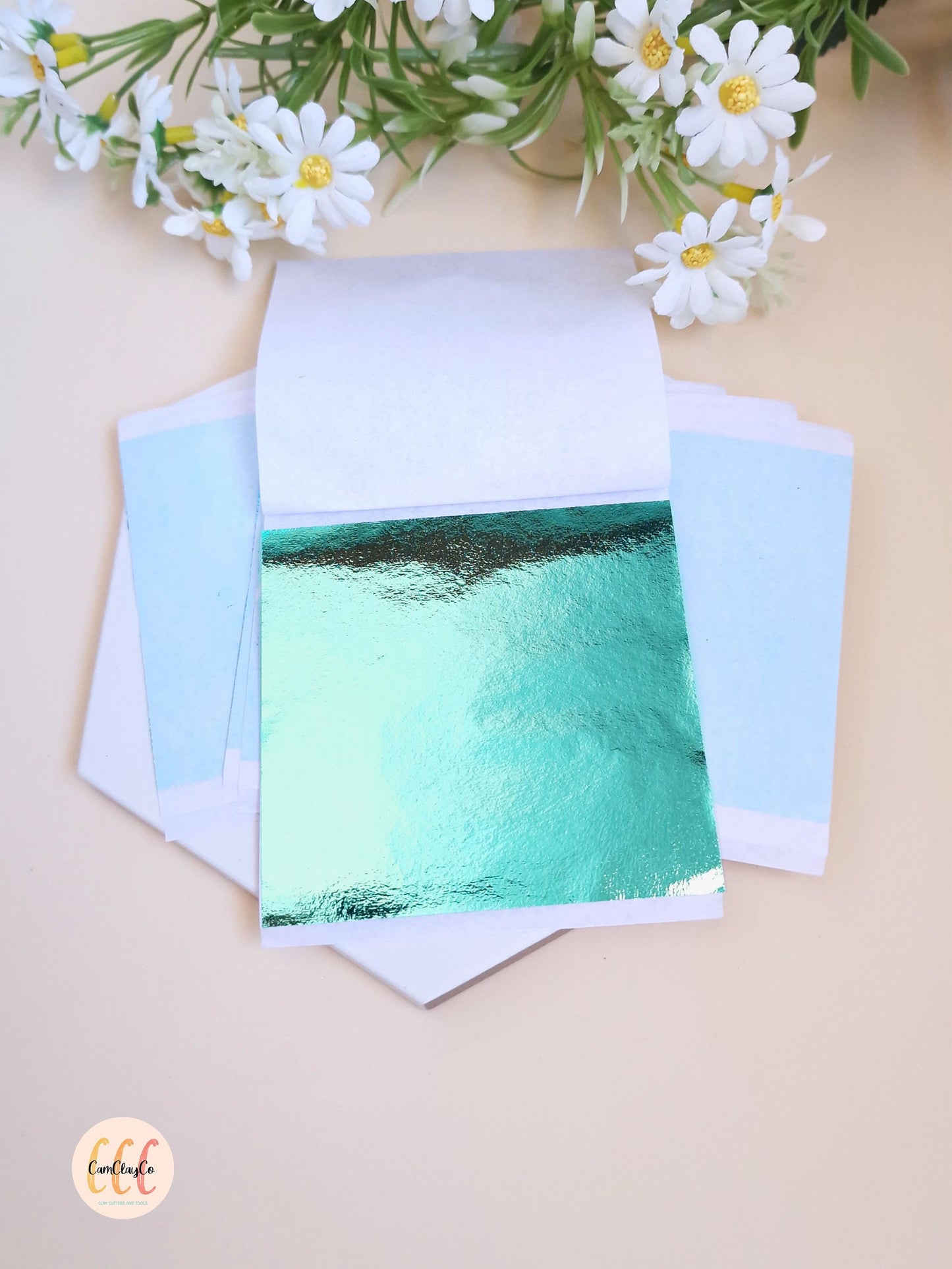 10 feuilles d'or - Turquoise - Outil pour argile polymère et résine