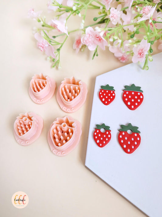 Emporte-pièces 3D en forme de fraises pour la fabrication de bijoux en argile polymère, créoles interchangeables