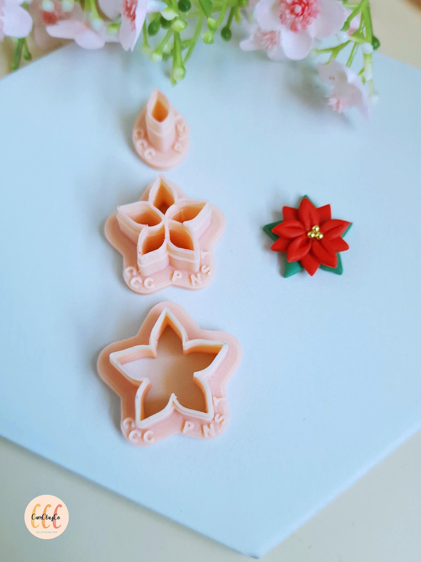 Emporte-pièce 3D en forme de fleur poinsettia pour la fabrication de bijoux en argile polymère
