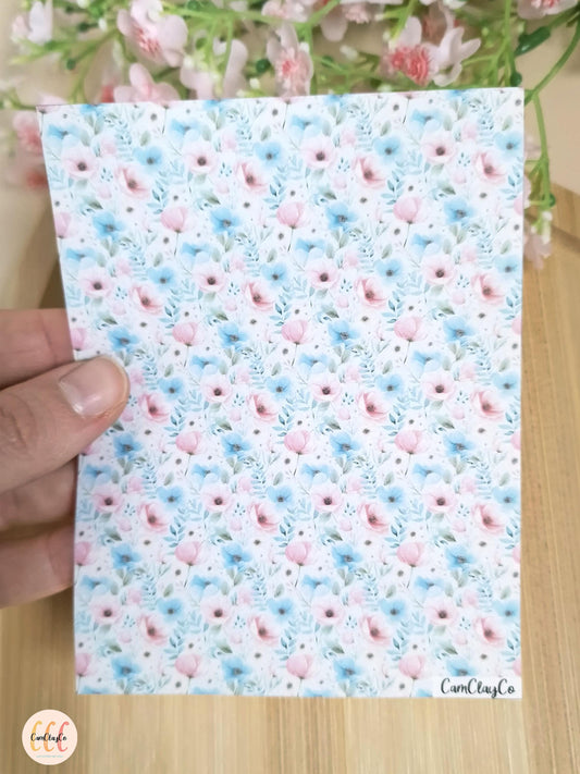 Feuille de transfert soluble à l'eau pour la fabrication de bijoux en argile polymère - Mix flowers 04