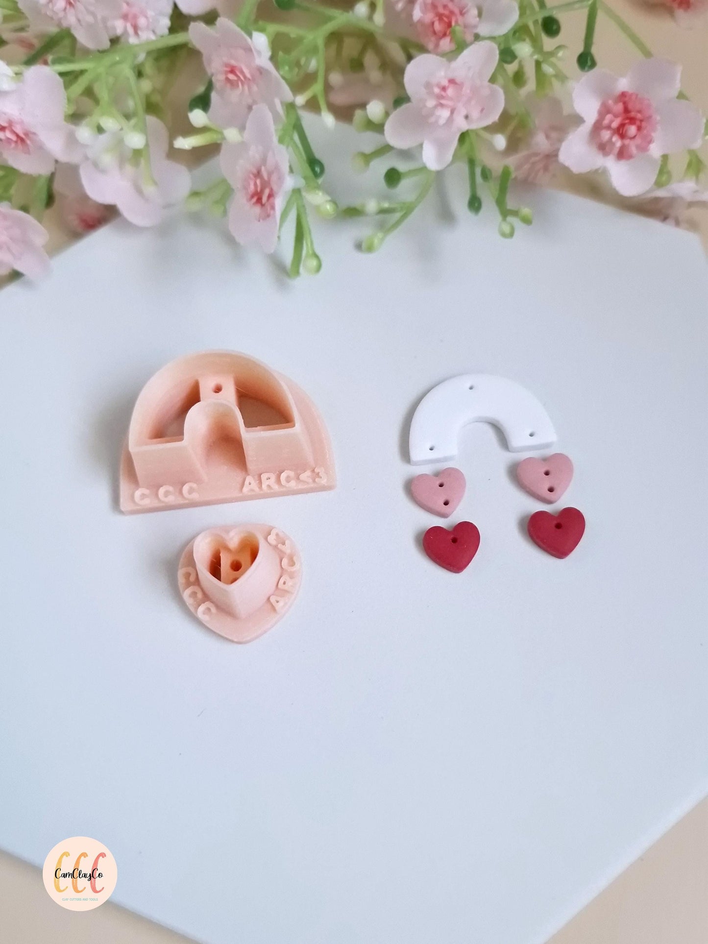 Set d'emporte-pièces 3D en forme d'arc et petit cœur pour la fabrication de bijoux en argile polymère