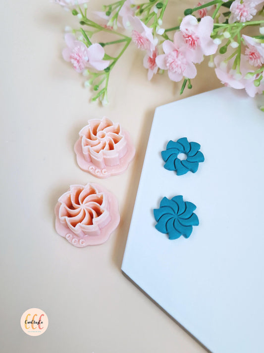 Emporte-pièces 3D fleurs spirales 8 pétales pour la fabrication de bijoux en argile polymère, pampilles pour créoles interchangeables