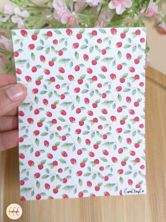 Feuille de transfert soluble à l'eau pour la fabrication de bijoux en argile polymère, fruits - Raspberry 02