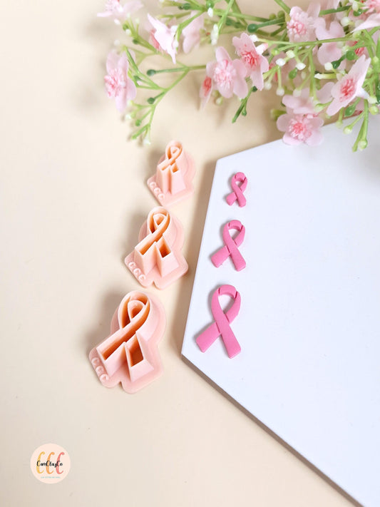 Emporte-pièces 3D en forme de ruban Octobre Rose pour la fabrication de bijoux en argile polymère