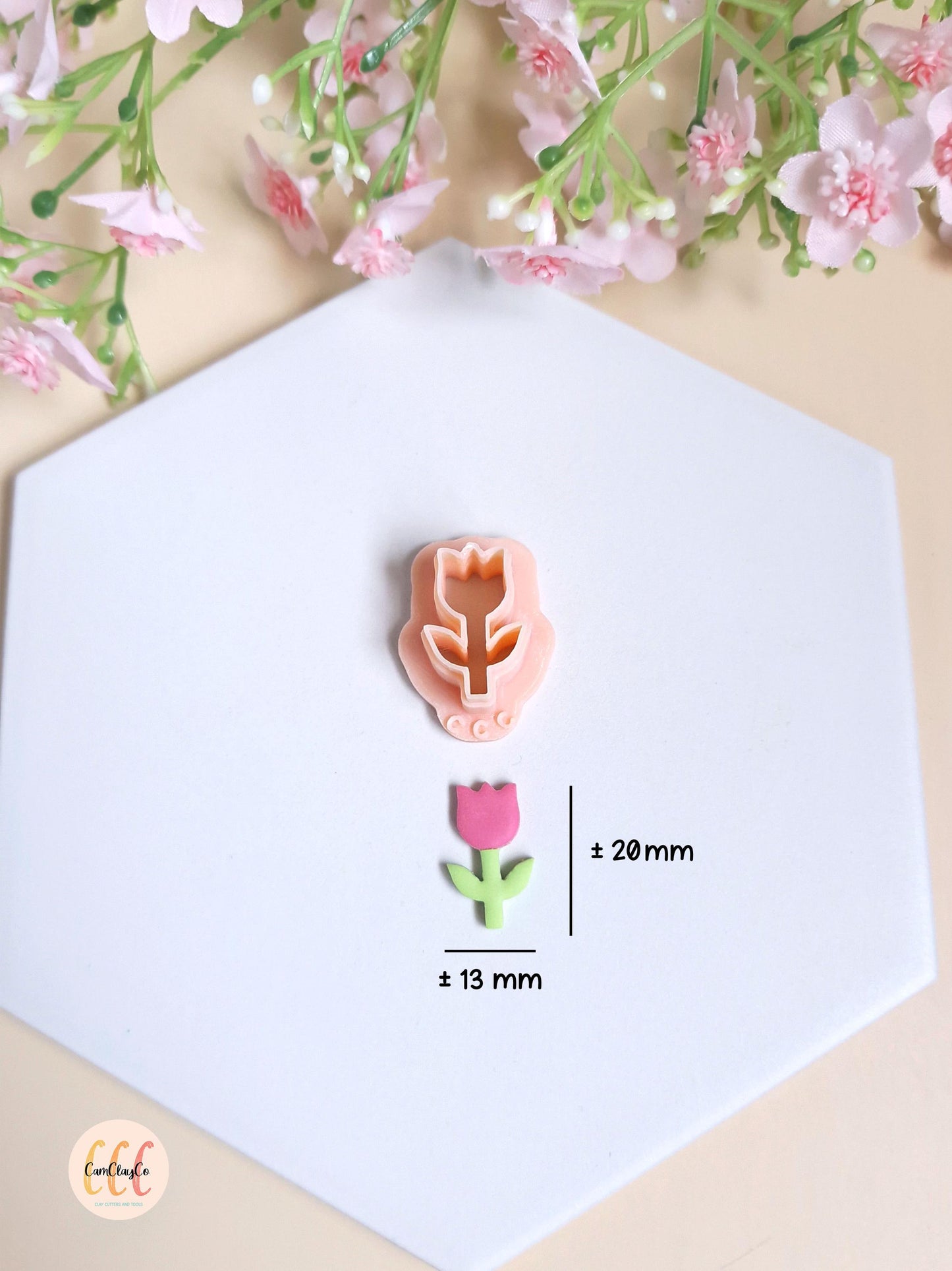 Emporte-pièces 3D en forme de tulipes avec tiges pour la fabrication de bijoux en argile polymère