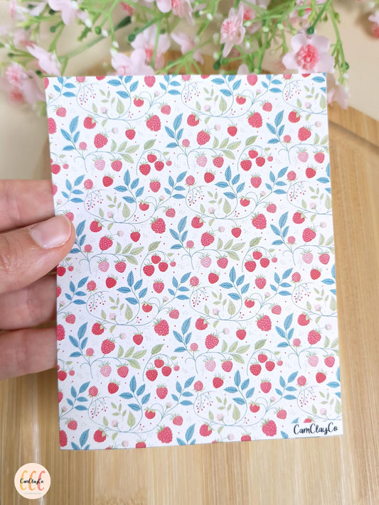 Feuille de transfert soluble à l'eau pour la fabrication de bijoux en argile polymère, fruits - Raspberry 04