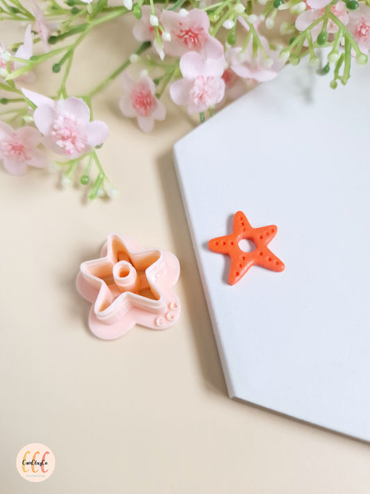 3D Starfish Cookie Cutters for Polymer Clay Jewelry Making, Interchangeable Hoop Earrings, Tassels