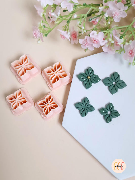 Emporte-pièces 3D fleurs abstraites élégantes pour la fabrication de bijoux en argile polymère, créoles interchangeables - Elegant 04