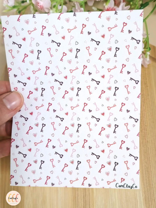 Feuille de transfert soluble à l'eau pour la fabrication de bijoux en argile polymère, Saint-Valentin - VD002