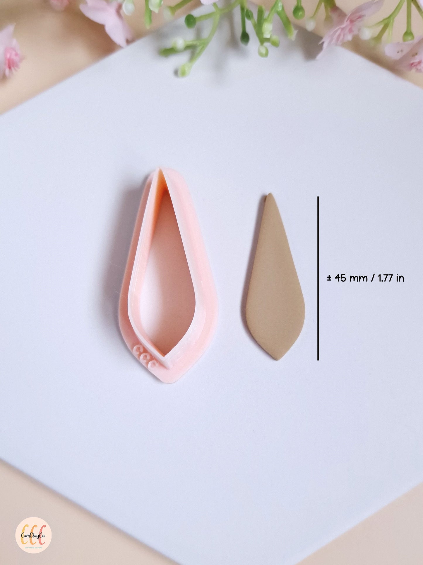 Emporte-pièce 3D en forme de goutte pointue pour bijoux en argile polymère