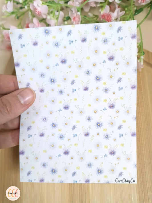Feuille de transfert soluble à l'eau pour la fabrication de bijoux en argile polymère - Mix flowers 02