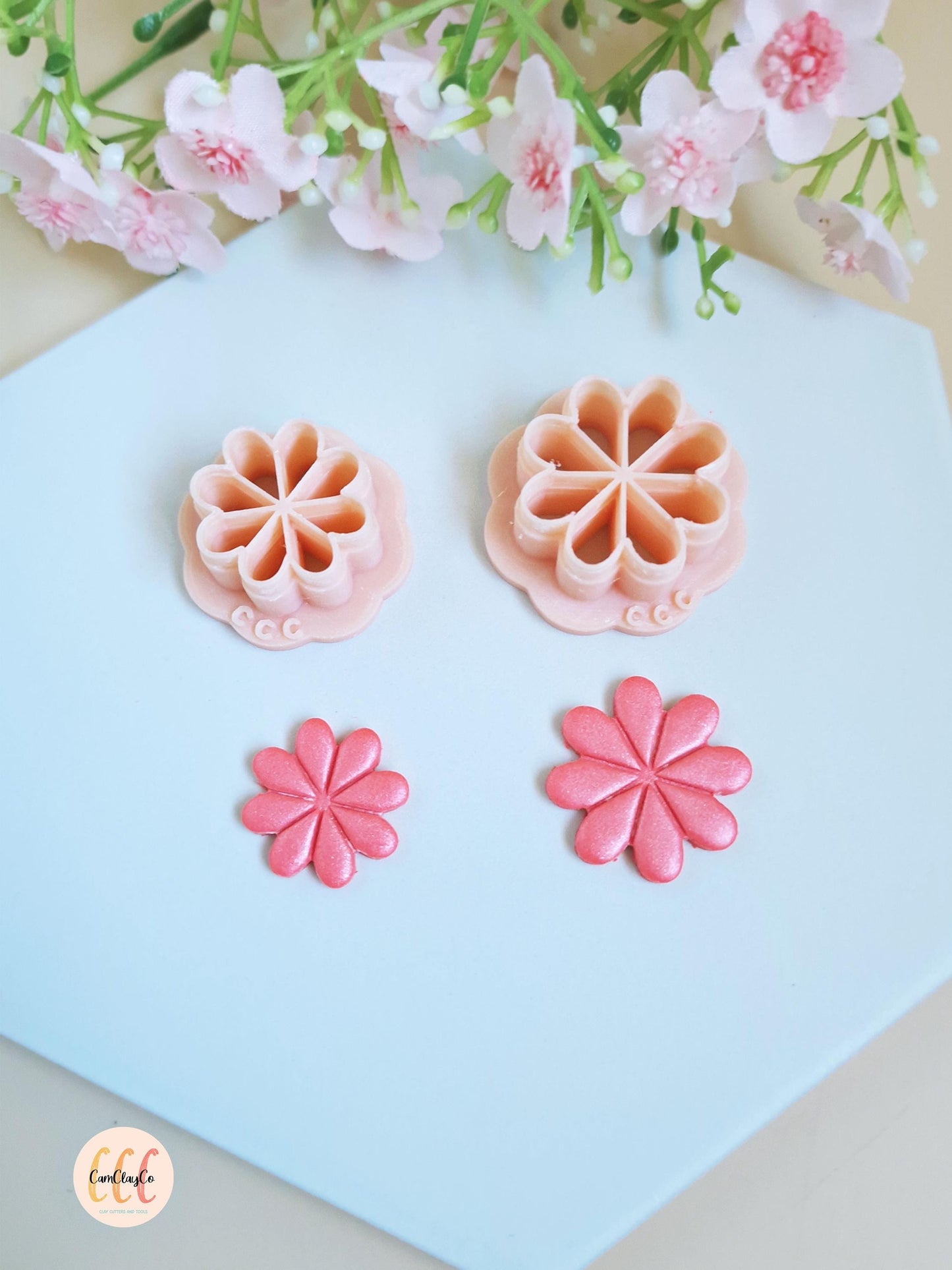 Emporte-pièces 3D fleurs 8 pétales pour la fabrication de bijoux en argile polymère, créoles interchangeables