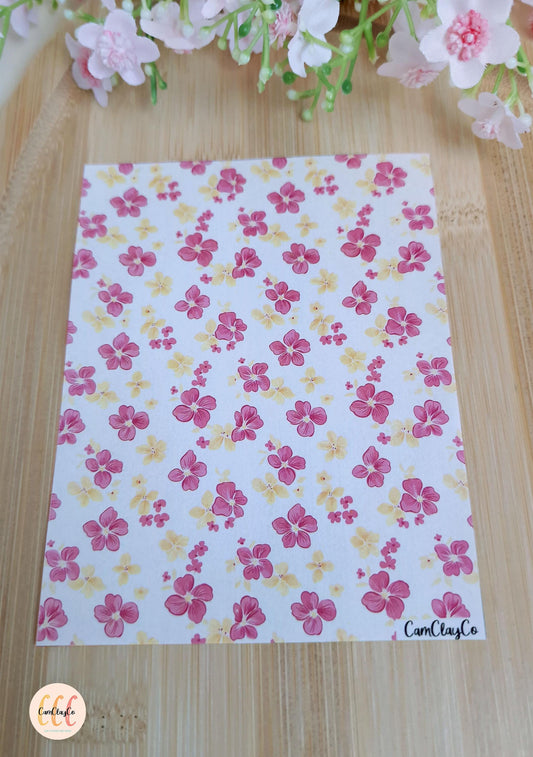 Feuille de transfert soluble à l'eau pour la fabrication de bijoux en argile polymère - Spring Flowers 023