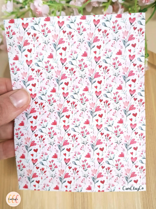 Feuille de transfert soluble à l'eau pour la fabrication de bijoux en argile polymère, Saint-Valentin - VD015