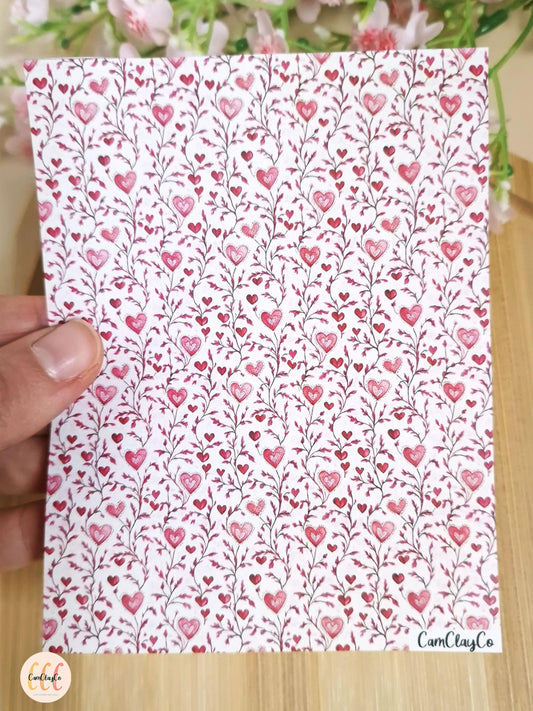 Feuille de transfert soluble à l'eau pour la fabrication de bijoux en argile polymère, Saint-Valentin - VD014