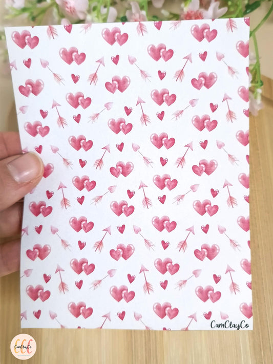 Feuille de transfert soluble à l'eau pour la fabrication de bijoux en argile polymère, Saint-Valentin - VD007