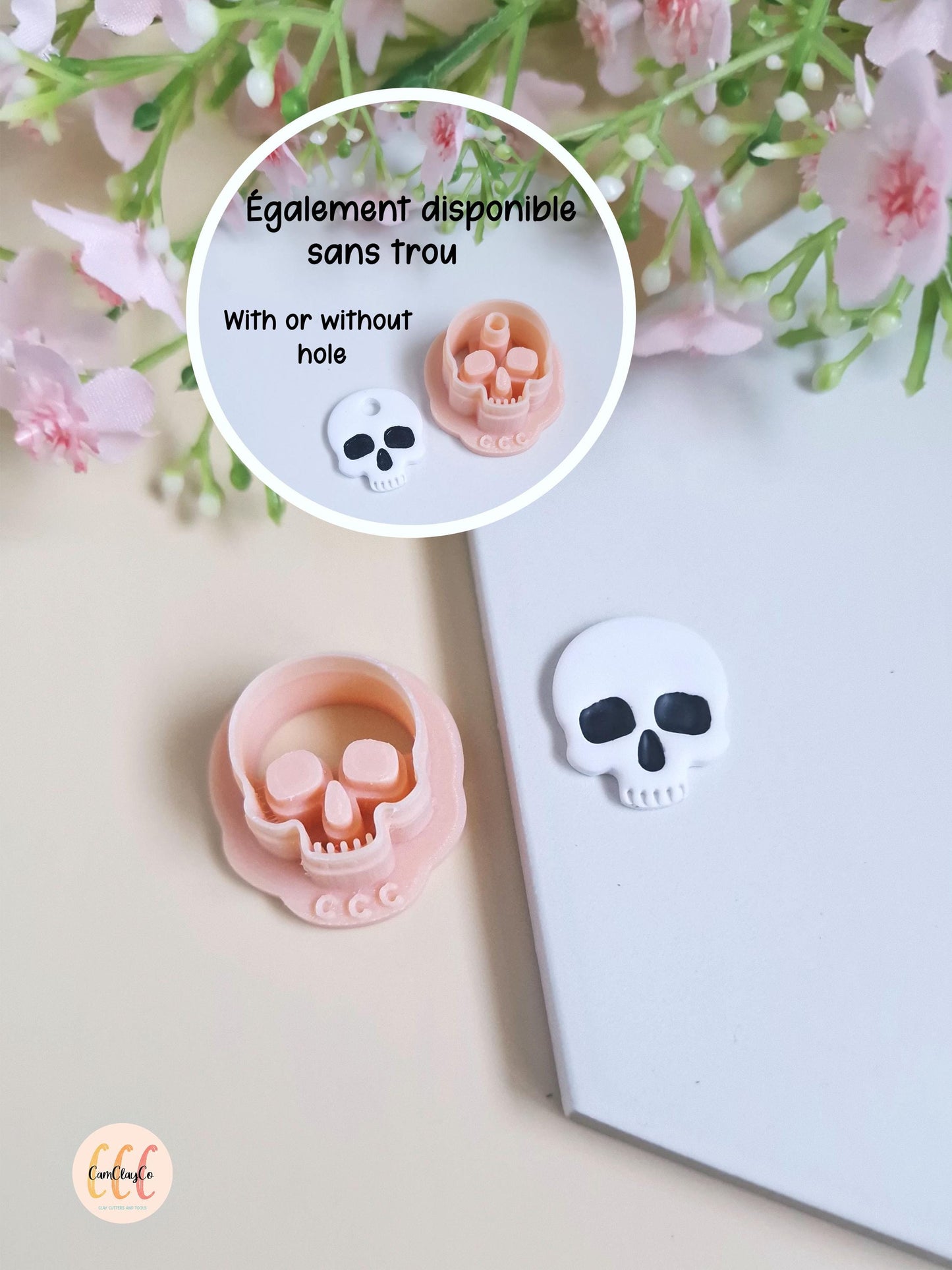 Emporte-pièce 3D en forme de crâne, tête de mort pour la fabrication de bijoux en argile polymère