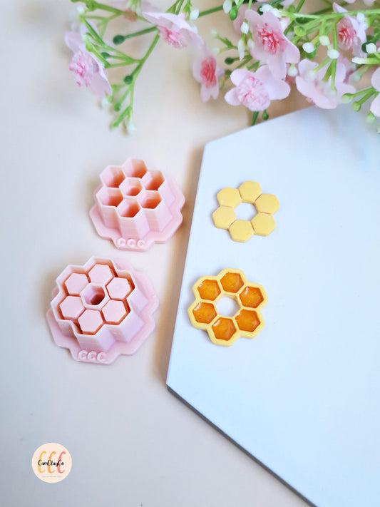 Emporte-pièces 3D en forme de nid d'abeille rond pour la fabrication de bijoux en argile polymère, créoles interchangeables, pampilles