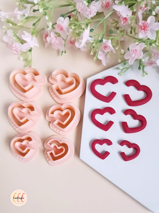 Emporte-pièces 3D en forme de cœurs créoles pour la fabrication de bijoux en argile polymère