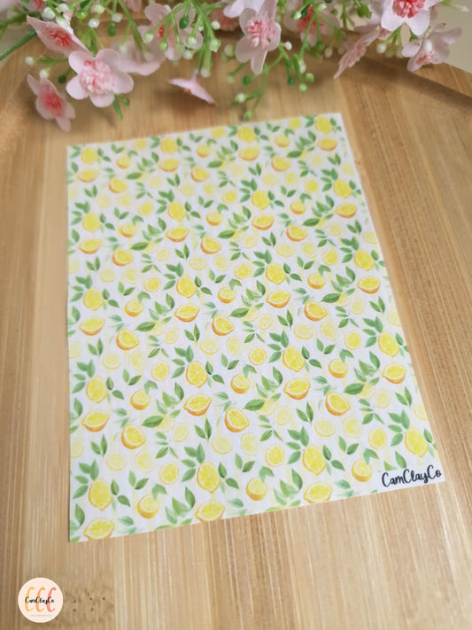 Feuille de transfert soluble à l'eau pour la fabrication de bijoux en argile polymère - Lemon 03