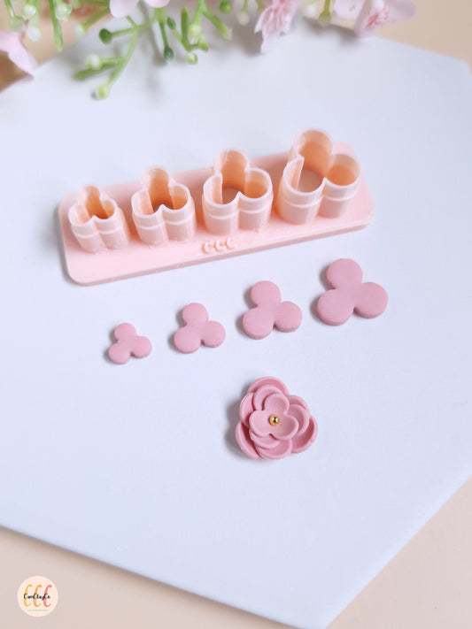 Emporte-pièce 3D en forme de pétales pour la fabrication de bijoux en argile polymère - Set pétales 4 tailles 02