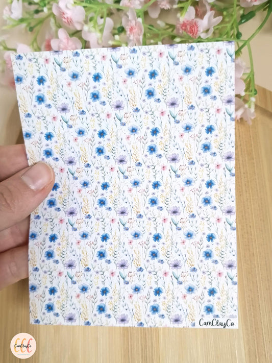 Feuille de transfert soluble à l'eau pour la fabrication de bijoux en argile polymère - Mix flowers 03