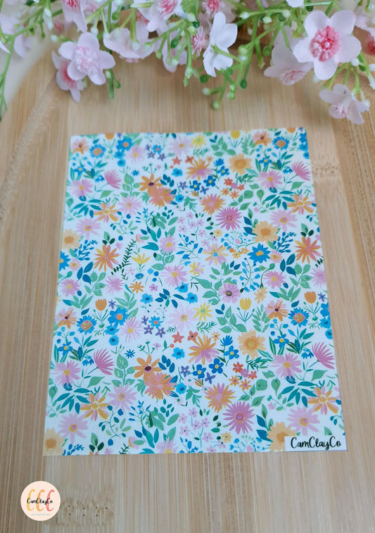 Feuille de transfert soluble à l'eau pour la fabrication de bijoux en argile polymère - Spring Flowers 010