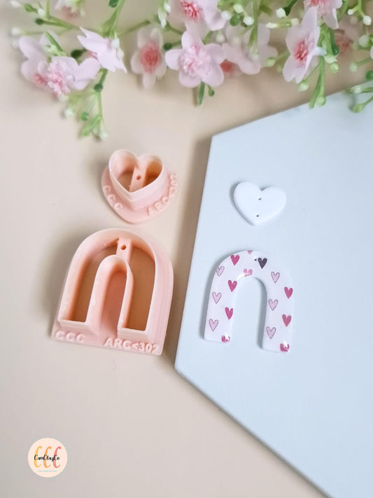 Set d'emporte-pièces 3D en forme de cœur et d'arche pour la fabrication de bijoux en argile polymère, avec guides de perçage