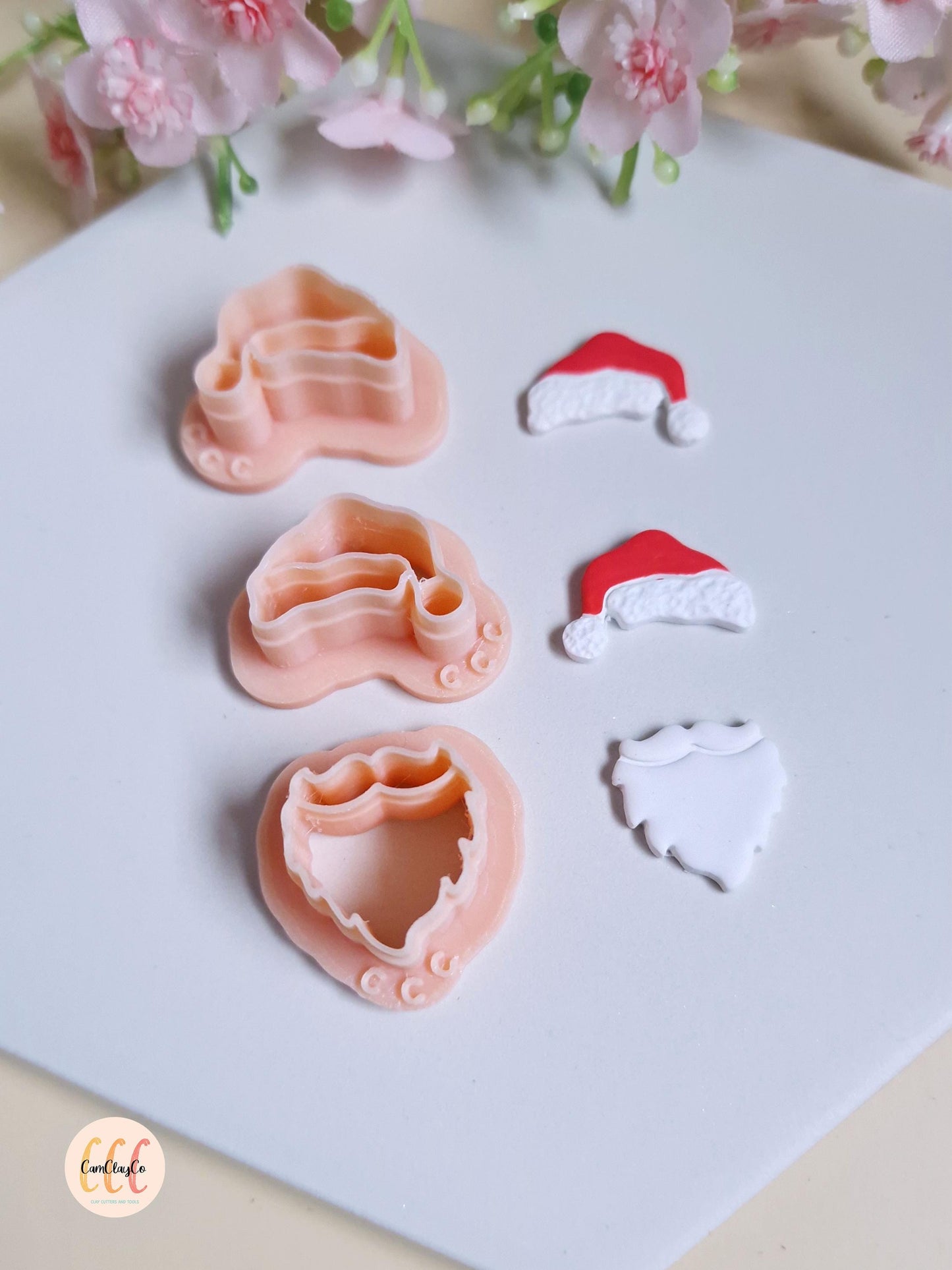 Emporte-pièces 3D en forme de barbe et bonnet du Père-Noël pour la fabrication de bijoux en argile polymère