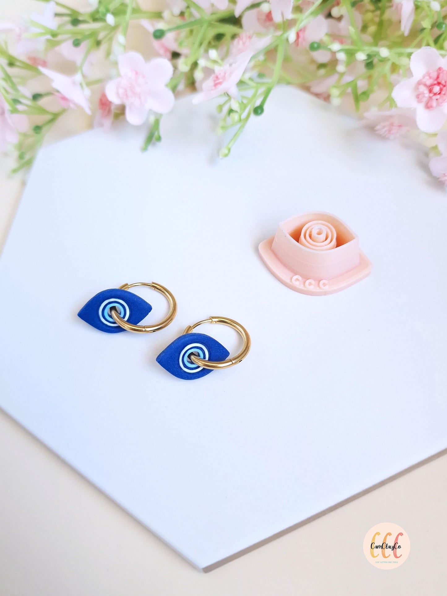 Emporte-pièce 3D en forme de mauvais œil, evil eye, pour la fabrication de bijoux en argile polymère, pampilles créoles interchangeables