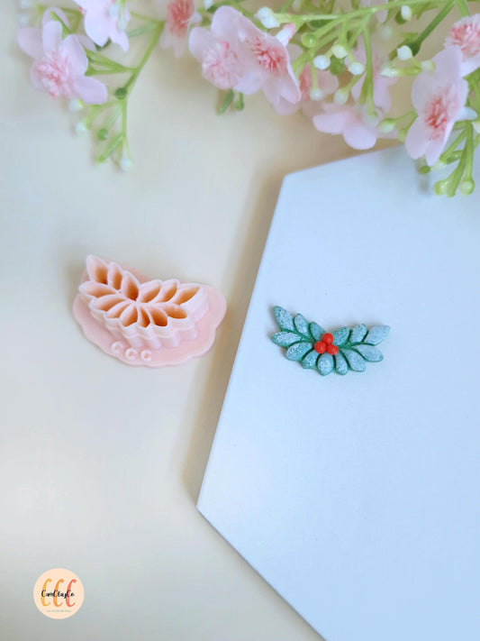 Emporte-pièce 3D en forme d'ornement feuillu de Noël pour la fabrication de bijoux en argile polymère