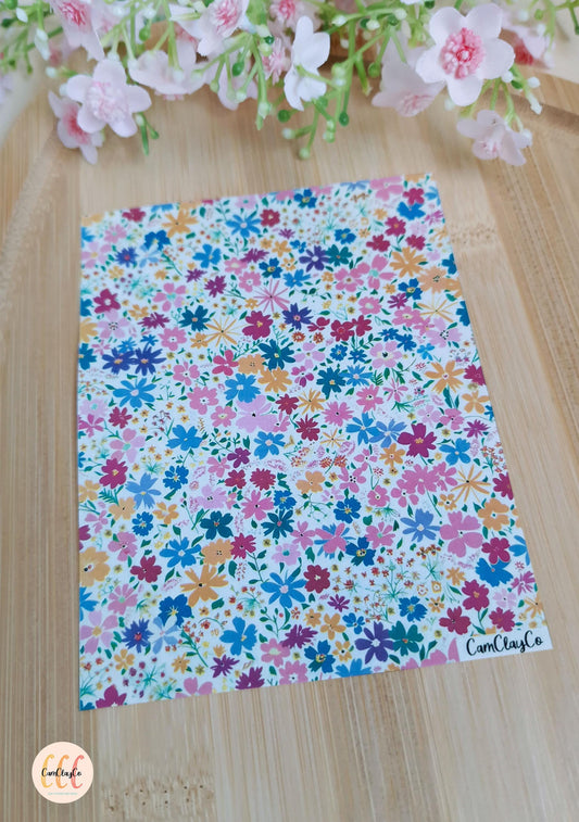 Feuille de transfert soluble à l'eau pour la fabrication de bijoux en argile polymère - Spring Flowers 017