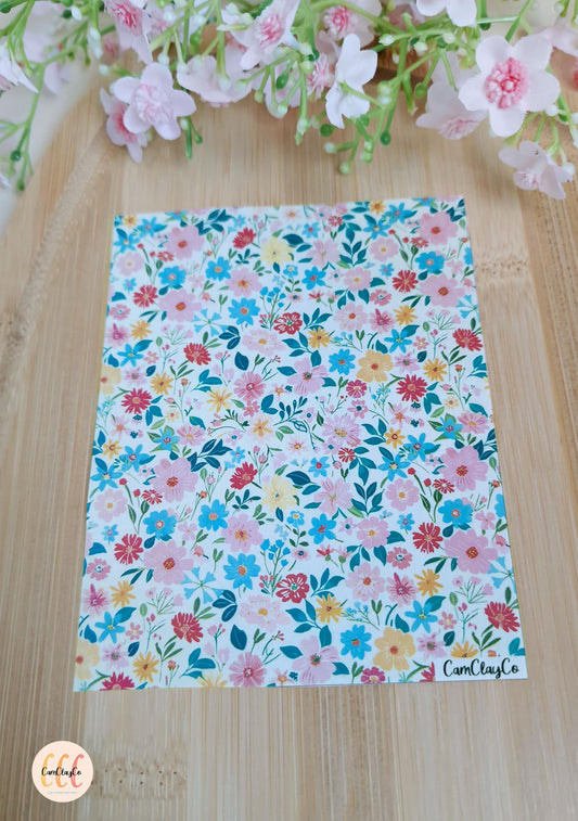 Feuille de transfert soluble à l'eau pour la fabrication de bijoux en argile polymère - Spring Flowers 016