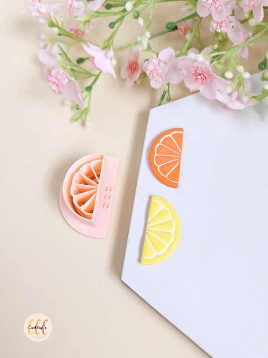 Emporte-pièces 3D en forme de demie-tranche d'agrume pour la fabrication de bijoux en argile polymère