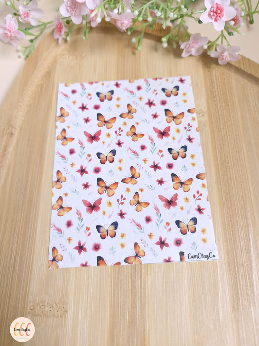 Feuille de transfert papillons soluble à l'eau pour la fabrication de bijoux en argile polymère - Butterfly 04