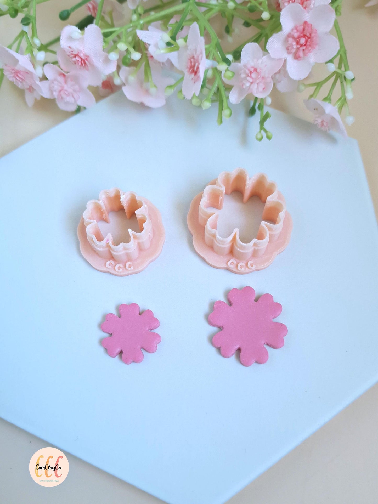 Emporte-pièces 3D fleurs 6 pétales doubles pour la fabrication de bijoux en argile polymère, créoles interchangeables