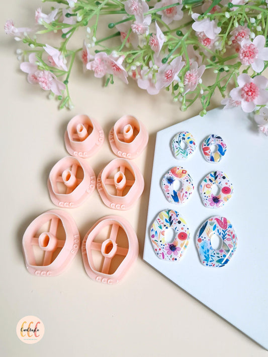 Emporte-pièce 3D forme organique pour la fabrication de bijoux en argile polymère, créoles interchangeables, pampilles - FO01