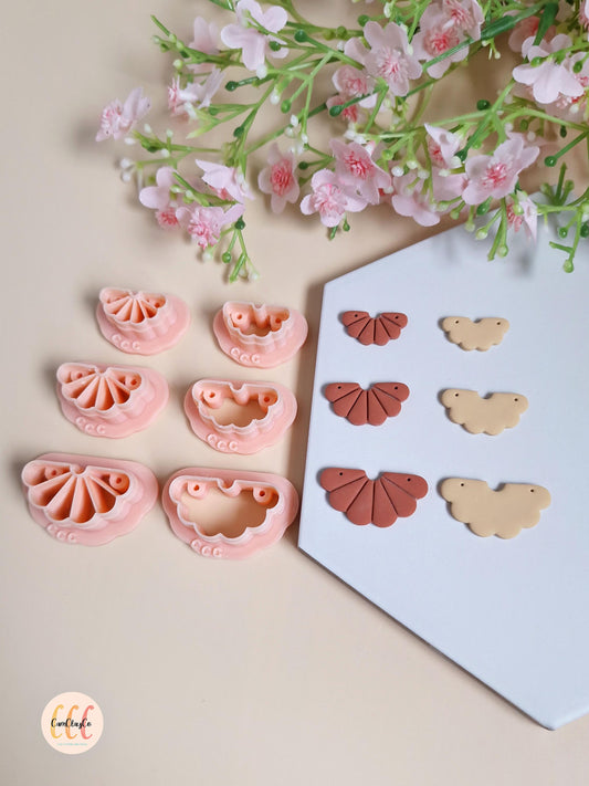 Emporte-pièces 3D en forme de demis-cercles festonnés avec guides de perçage pour la fabrication de bijoux en argile polymère