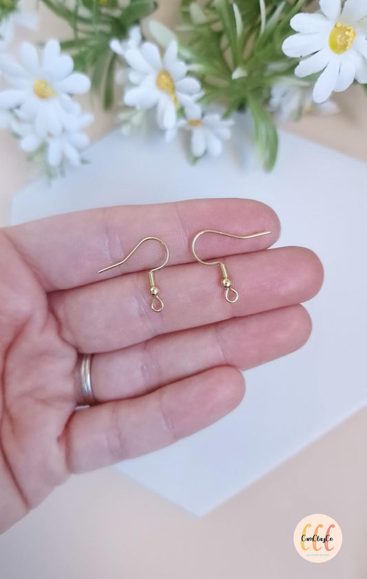 Crochets boucles d'oreilles en acier inoxydable pour la fabrication de bijoux, doré et argenté - 10 pièces