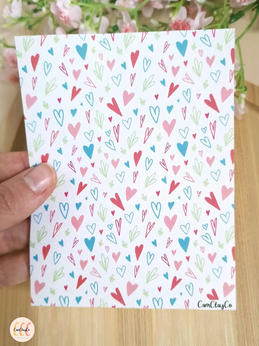 Feuille de transfert soluble à l'eau pour la fabrication de bijoux en argile polymère, Saint-Valentin - VD009