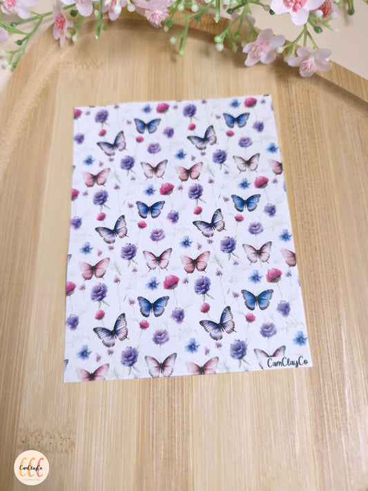 Feuille de transfert papillons soluble à l'eau pour la fabrication de bijoux en argile polymère - Butterfly 02