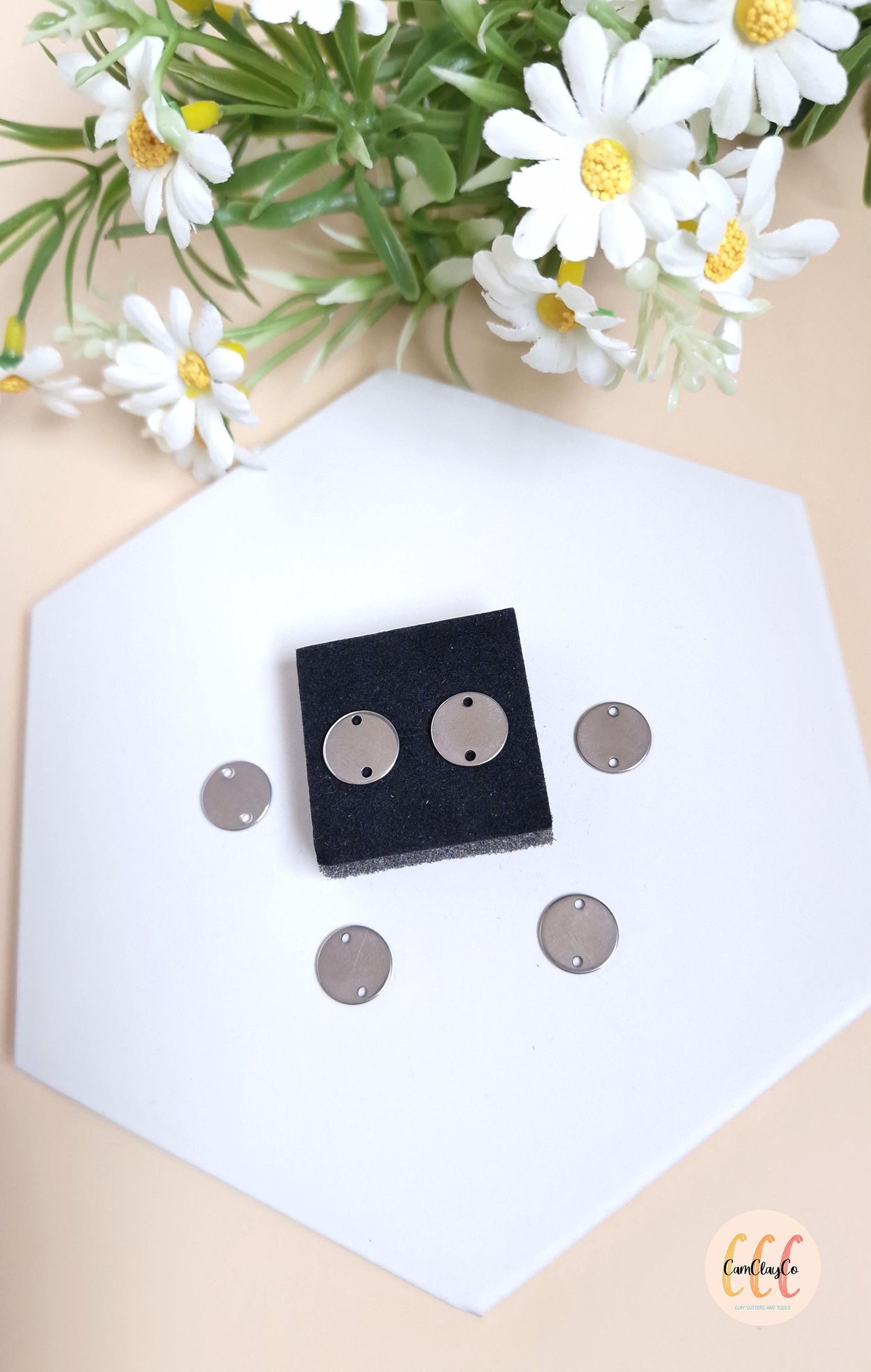 Connecteurs ronds lisses 12 mm en acier inoxydable pour la fabrication de bijoux, doré et argenté - 6 pièces