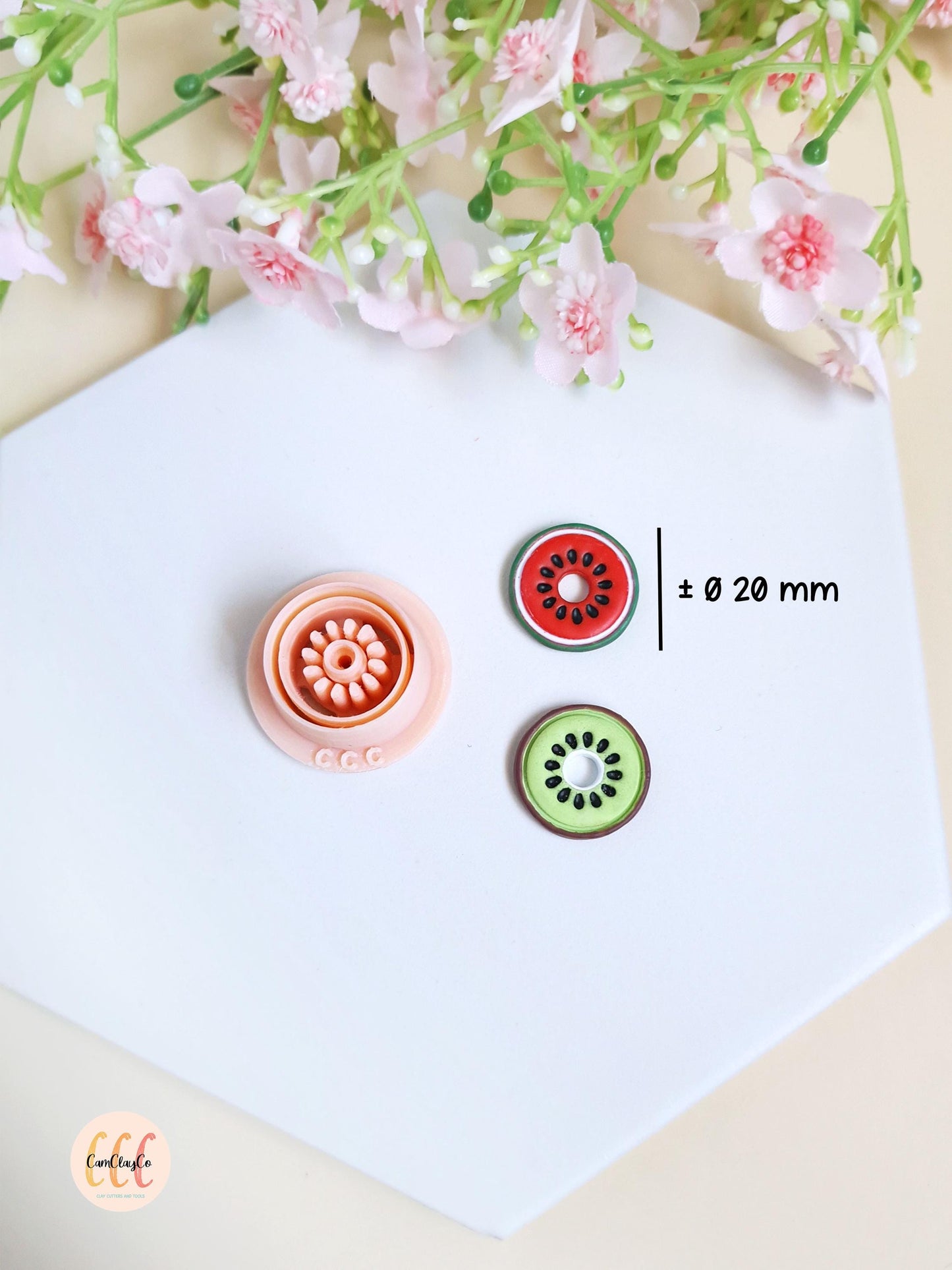 3D Kiwi or Watermelon Slice Cookie Cutters for Polymer Clay Jewelry Making, Interchangeable Hoop Earrings