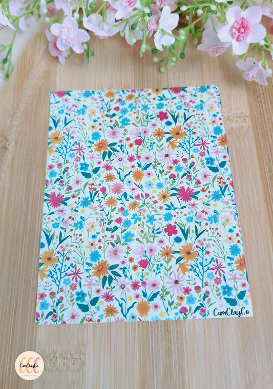 Feuille de transfert soluble à l'eau pour la fabrication de bijoux en argile polymère - Spring Flowers 03