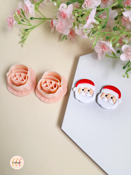 Emporte-pièce 3D en forme de visage du Père-Noël pour la fabrication de bijoux en argile polymère