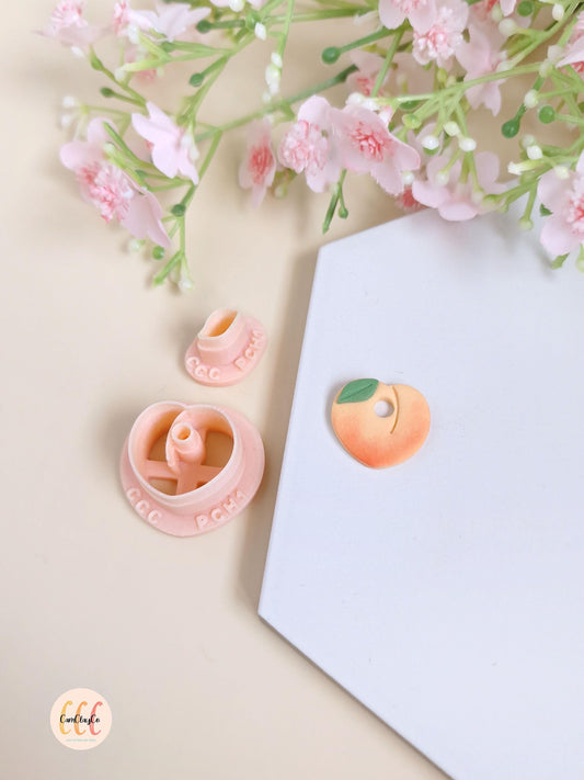 Emporte-pièce 3D en forme de pêche et feuille pour la fabrication de bijoux en argile polymère, créoles interchangeables