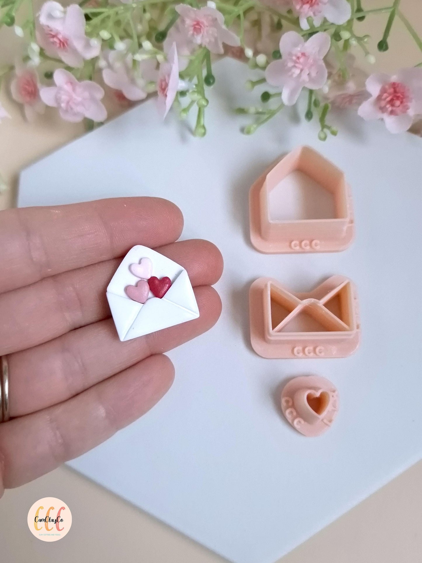 Set d'emporte-pièces 3D en forme d'enveloppe ouverte avec cœur pour la fabrication de bijoux en argile polymère